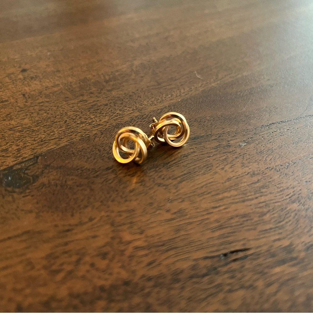 Vintage Gold Knot Stud Earrings View 5